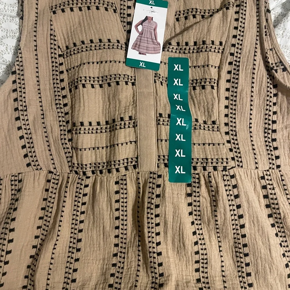 Fever Cream Tan Buttoned Polo Collar Midi Sundress - Picture 5 of 6